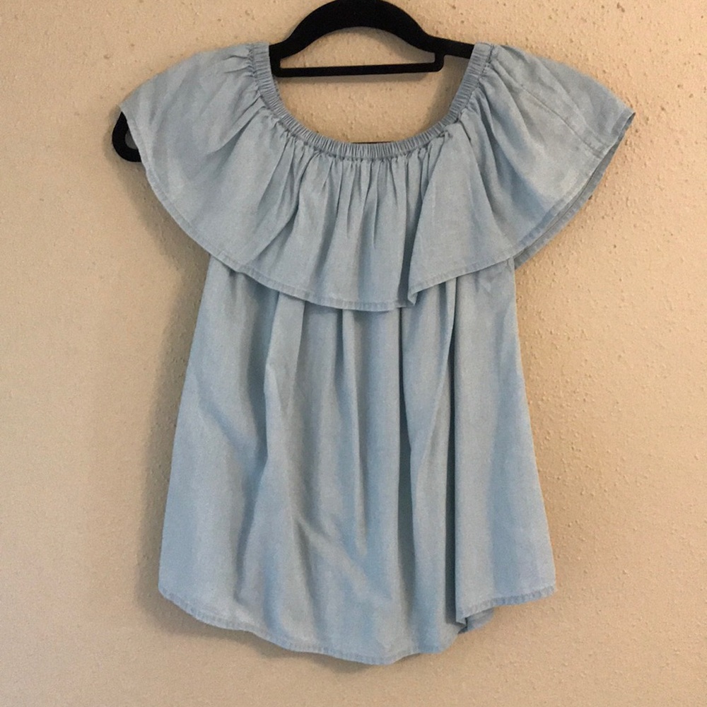 off the shoulder denim top